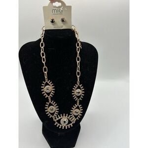NWT mia collection evil eye gold tone necklace earring set